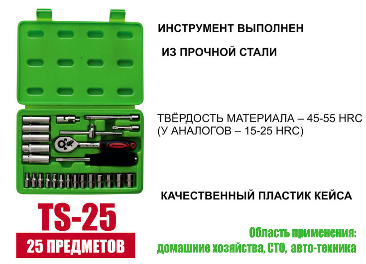 Набор инструмента PRIORITET  TS-25 магазин Бензо-электро-инструмент-зип