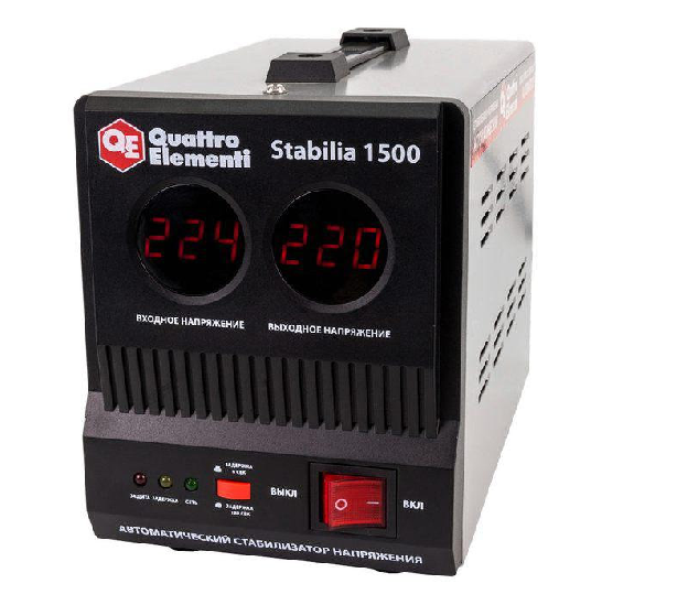 Стабилизатор напряжения QUATTRO ELEMENTI Stabilia 1500 (1500 ВА, 140-270 В, 4,5 кг) магазин Бензо-электро-инструмент-зип